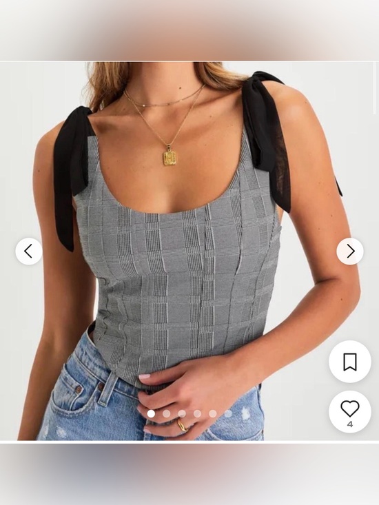 Lulus Tops - Lulus Chic Temptation Black and Ivory Plaid Tie-Strap Crop Top Size Medium